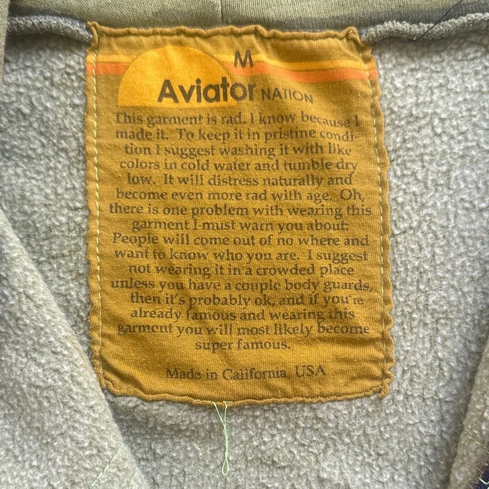 Aviator Nation Green Camo Hoodie with Colorful Stripes - Picture 2 of 5